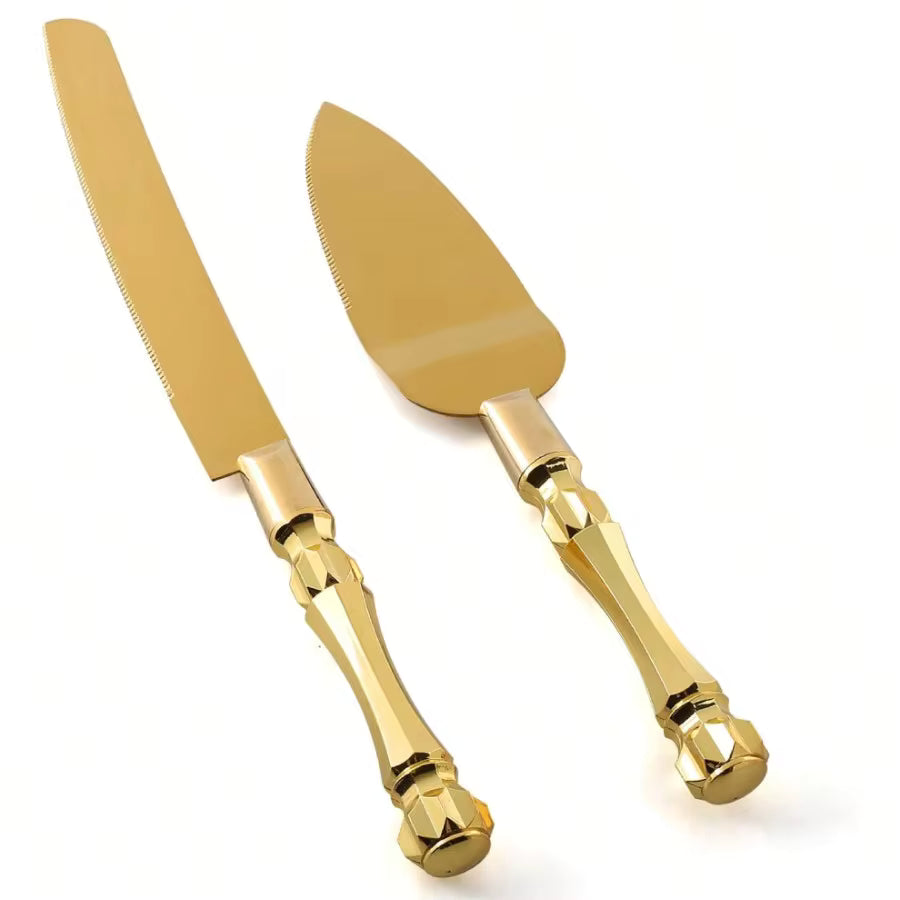 2 Pcs Wedding Cake Cutting Set, Stainless Steel And Acrylic Faux Crystal Handle, Cake Knife And Spade Set For Wedding, Birthday, Party, Anniversary