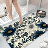 1pc Vintage Floral Shower Curtain - Navy Blue, Beige Botanical Bathroom Decor With, Extra Long 70.8X70.8 Inches, Machine Washable Polyester Curtain With 12 Hooks For Bathtub Or Shower - Elegant Bathroom Window Treatment, Bathroom Shower Curtain